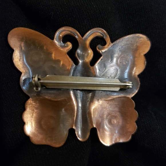 Vintage Copper 2"x1" Southwest Navajo Aztec brooch pin - Picture 3 of 6